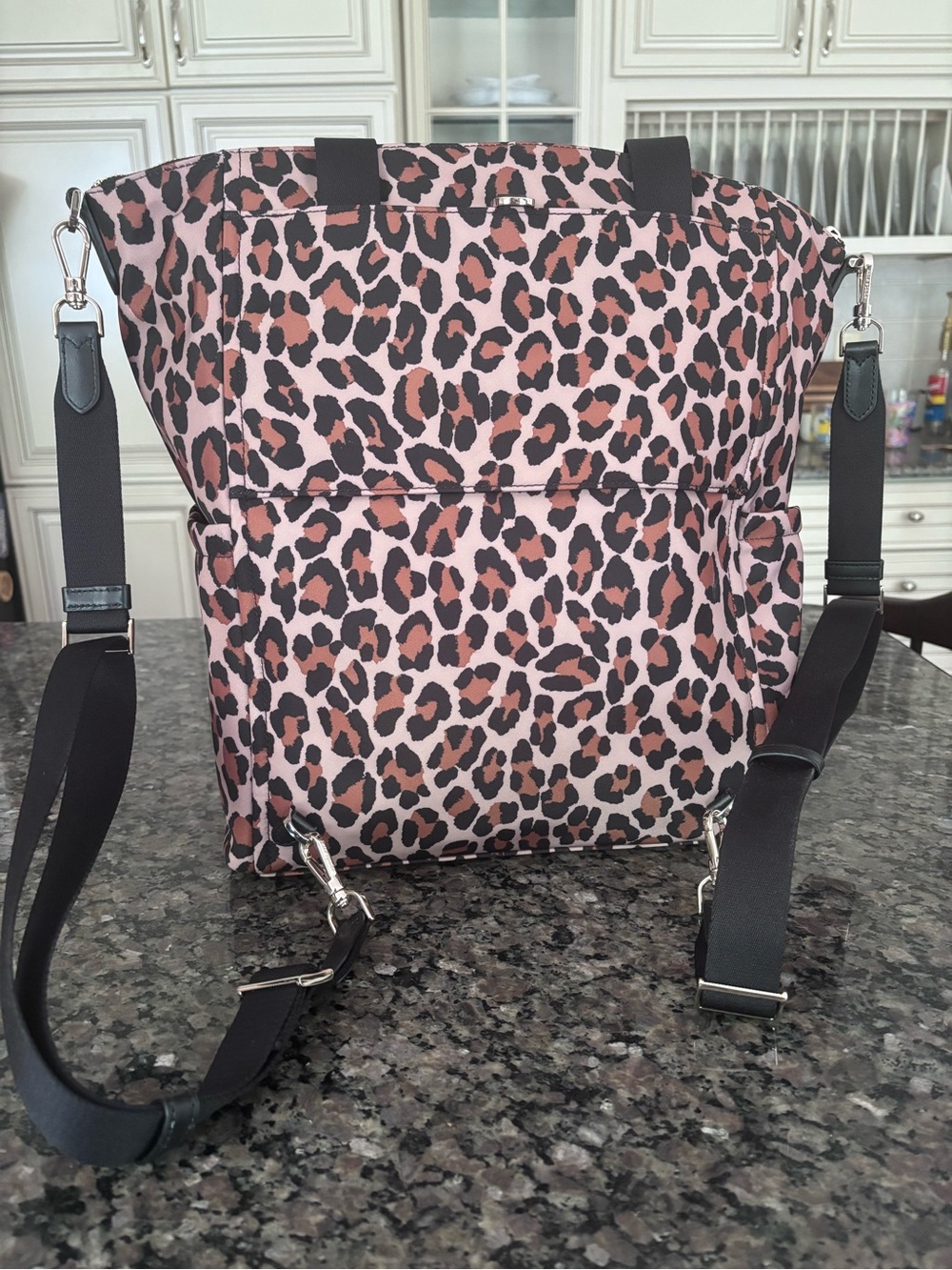 Kate Spade Chelsea Spotted Leopard Large Convertible Backpack - Picture 4 of 7
